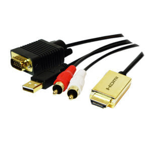 LogiLink CV0052A - 2 m - HDMI - VGA (D-Sub) + RCA - Male - Male - Gold