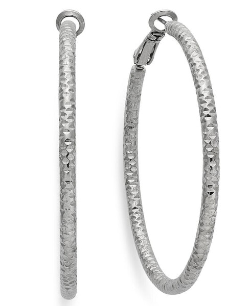 Medium Textured Hoop Earrings, 2", Created for Macy's