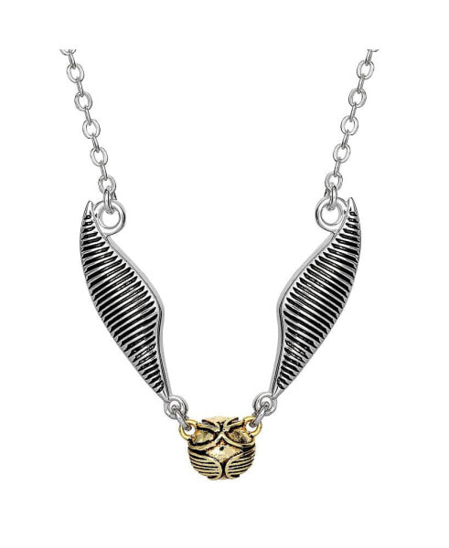 Womens Silver Plated Quidditch Golden Snitch Necklace, 16 + 2''