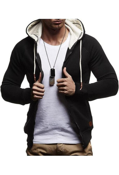 Men's Slimfit Hooded Jacket | Modern Stylish Fullzip Longsleeve Hoodie Sweatshirt | Brown | S-Size