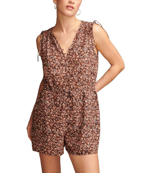 Women's Cotton Floral-Print Cinched Romper