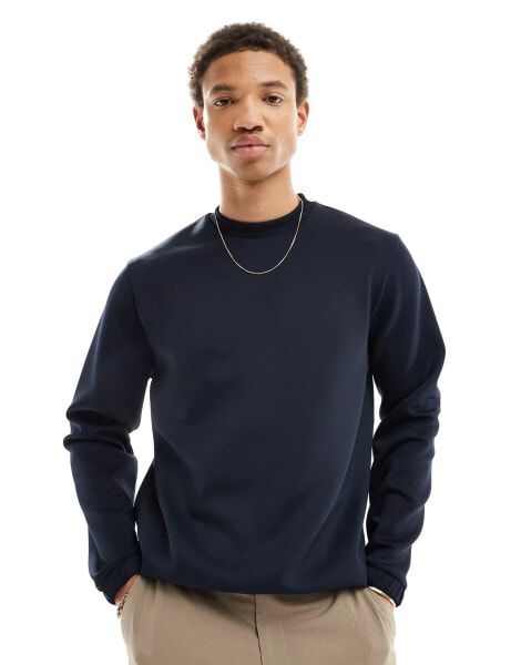 ASOS DESIGN scuba sweatshirt in navy