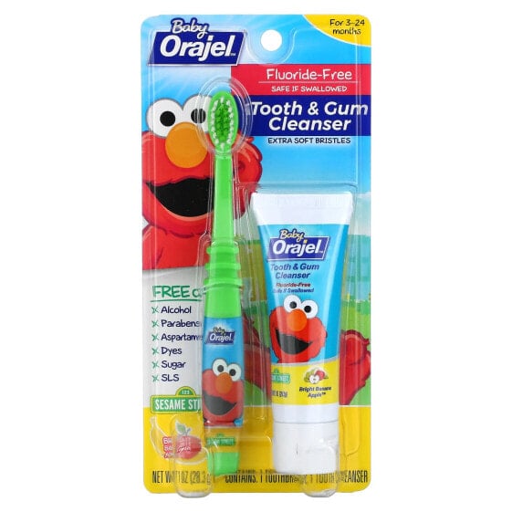 Kids, Elmo Training Toothpaste & Toothbrush, Fluoride-Free, Stage 2, 0-3 Years, Banana Apple, 2 Pieces