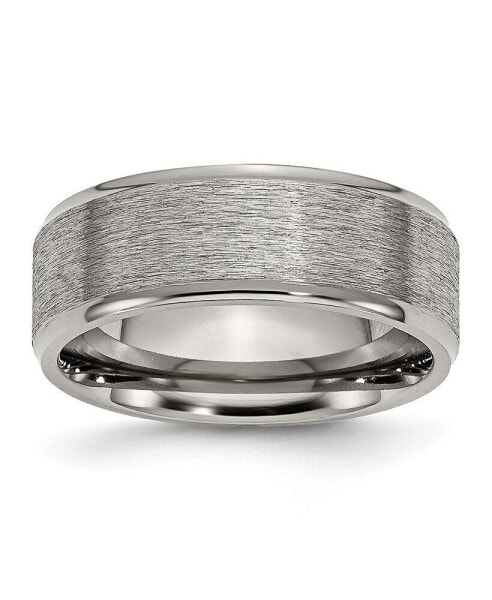 Titanium Brushed Center Ridged Edge Wedding Band Ring