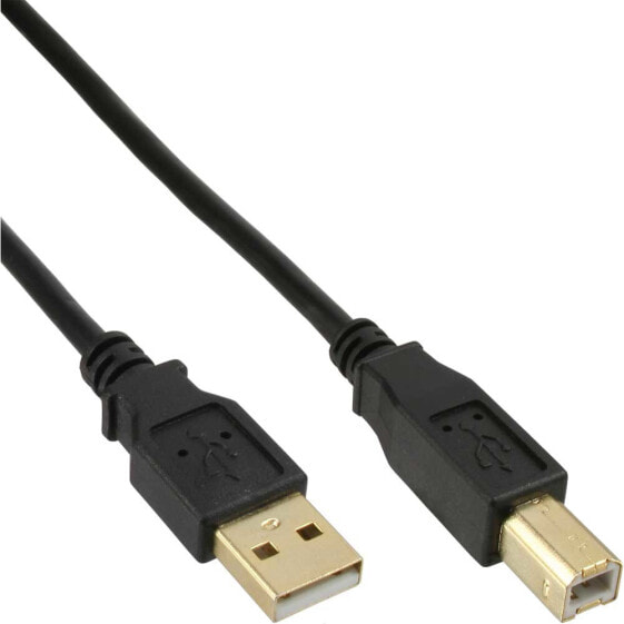 InLine USB 2.0 Cable Type A male / Type B female black - gold plated - 0.5m