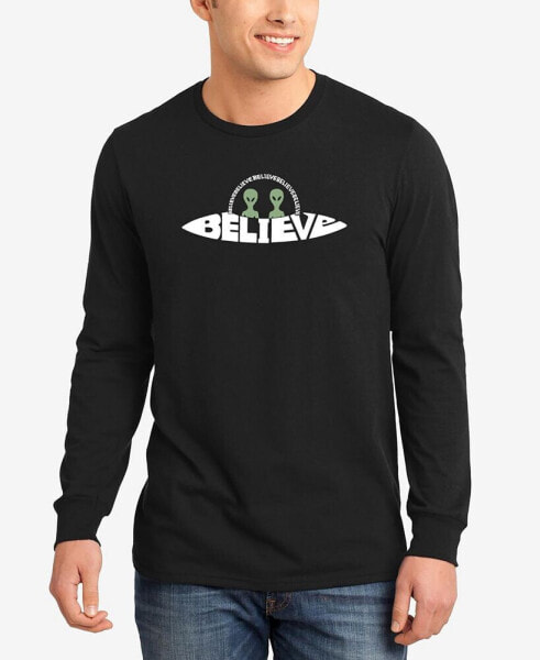 Men's Believe UFO Word Art Long Sleeve T-shirt