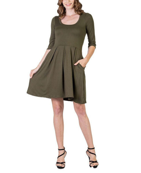 Women's Three Quarter Sleeve Mini Dress