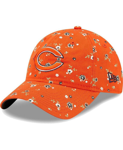 Women's Orange Chicago Bears Floral 9Twenty Adjustable Hat