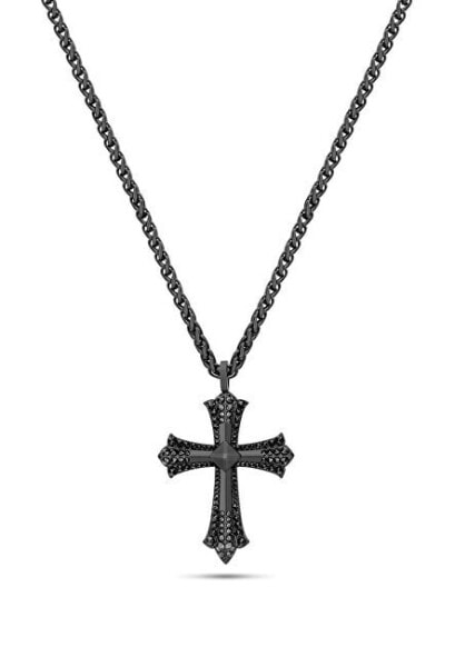 Ocelový pánský náhrdelník Kříž s krystaly Kudos PEJGN2112822