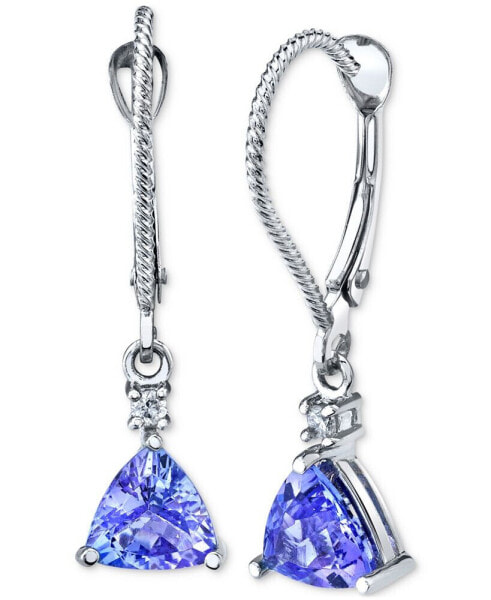 Tanzanite (1-3/4 ct. t.w.) & Diamond (1/20 ct. t.w.) Drop Earrings in 14k White Gold