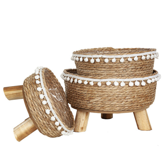 Set of Planters Romimex Natural wicker Legs (3 Pieces)