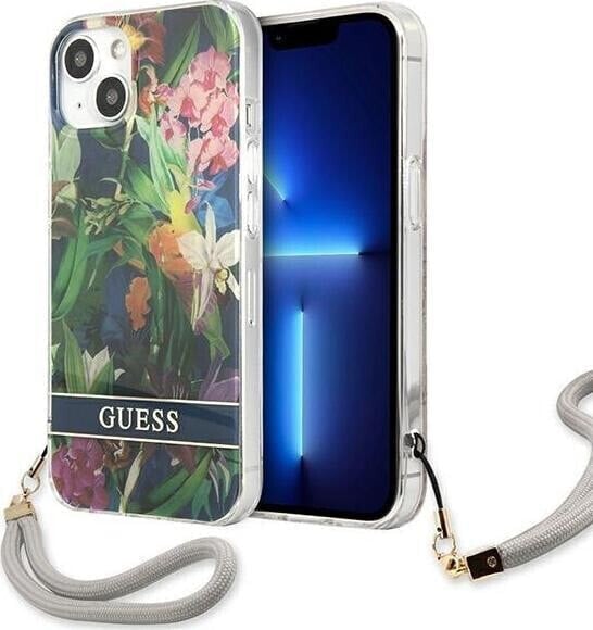 Guess Guess Flower Cord - Etui ze smyczką iPhone 13 mini (Blue)