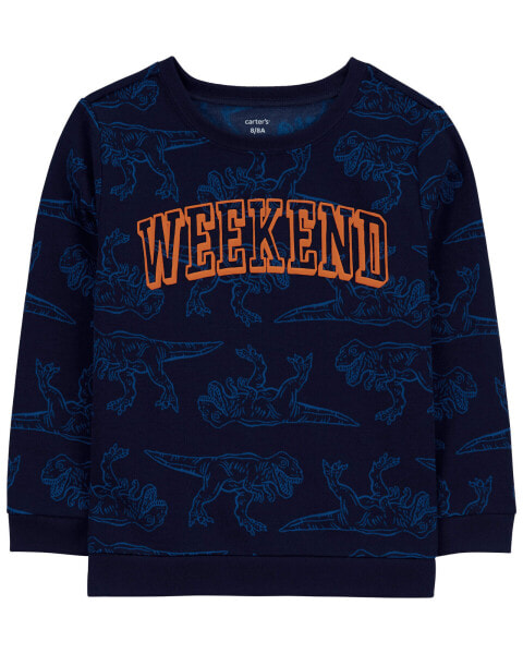 Kid Dino Print Weekend French Terry Pullover 7