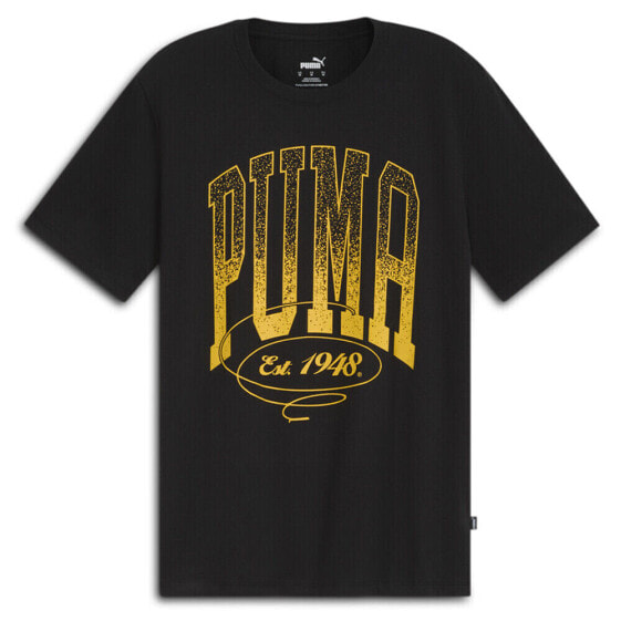 Puma Court Logo Crew Neck Short Sleeve T-Shirt Mens Black Casual Tops 68220801