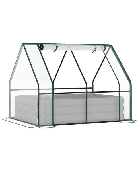 Steel Raised Garden Bed Planter Kit w/ Greenhouse, for Dual Use, Green
