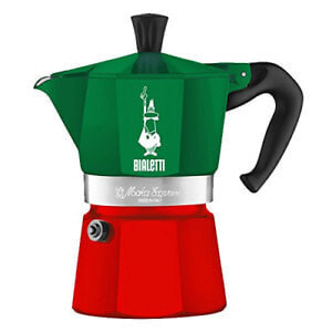 Кофеварка BIALETTI Moka pot - 0.13 л - Зеленый, Красный - Алюминий - 3 чашки - Термопластик