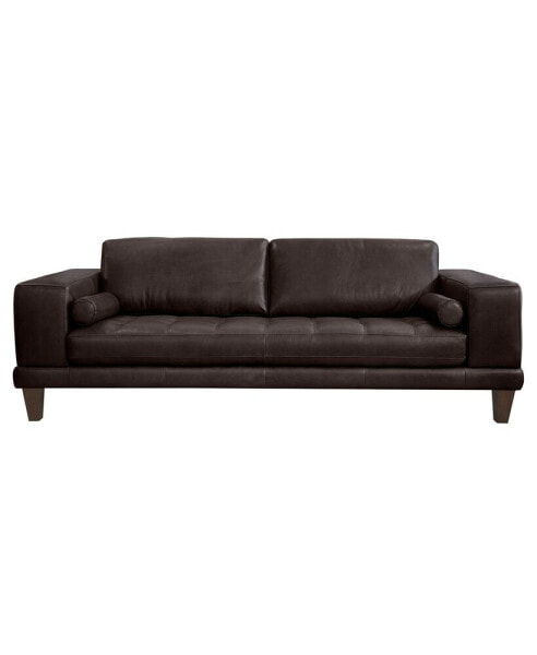 Wynne 94" Genuine Leather with Wood Legs in Contemporary Sofa
