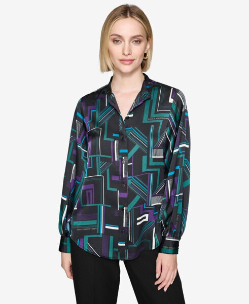 Women's Printed Long-Sleeve Blouse