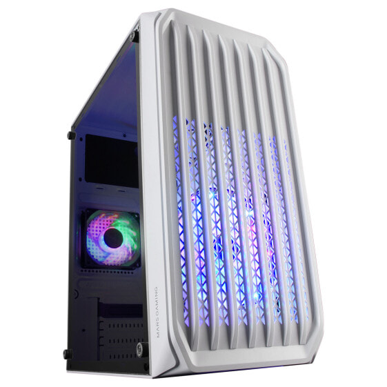 Mars Gaming MC-S2 White Compact Micro-ATX Gaming PC Case 2 FRGB Rainbow Fans with Front Grille Full Side Window - Mini Tower - PC - White - micro ATX - Mini-ITX - Gaming - 14.5 cm