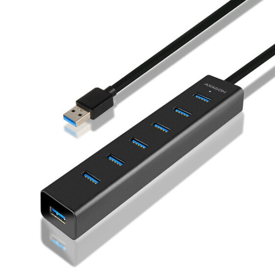 USB-концентратор Axagon HUE-SA7BP - USB 3.2 Gen 1 (3.1 Gen 1) Type-A - USB 3.2 Gen 1 (3.1 Gen 1) Type-A - 5000 Mbit/s - черный - алюминий, металл - 0.4 м