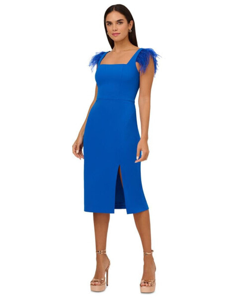 Women's Feather-Trim Sheath Dress