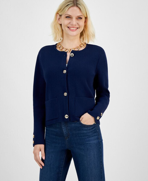 Petite Button-Cuff Cardigan, Created for Macy's