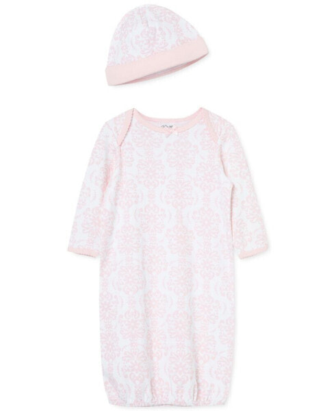 Baby Girls Sleep Gown and Hat, 2 Piece Set