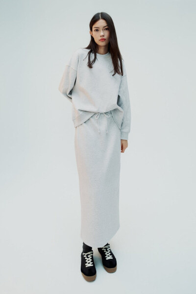 Clean interlock plush midi skirt