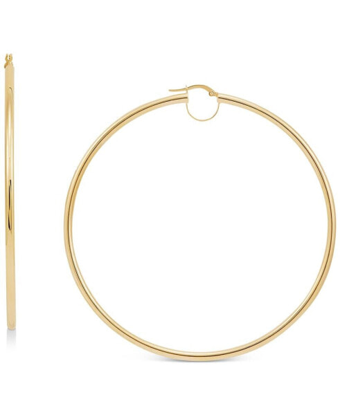 Polished Bridge Large Hoop Earrings in 10k Gold (70mm)