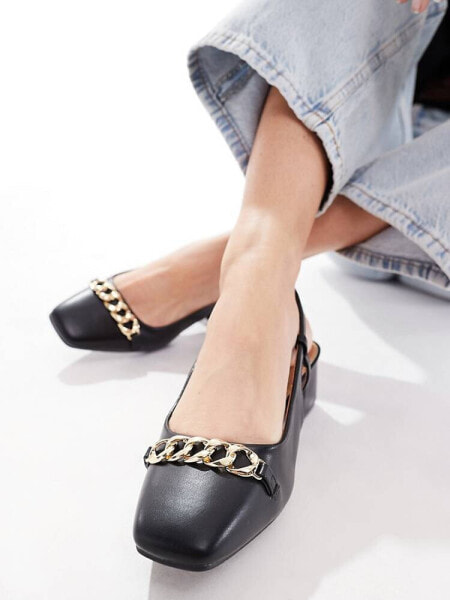 River Island slingback heel with chain detail in black