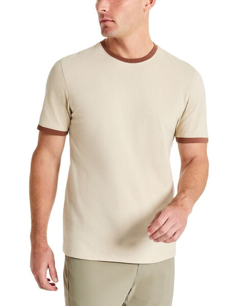 Men's Contrast-Trim Textured Short Sleeve T-Shirt