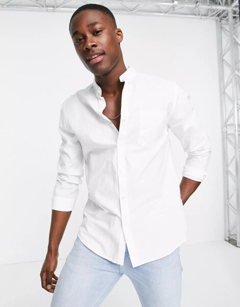 New Look smart long sleeve cotton oxford shirt in white - WHITE