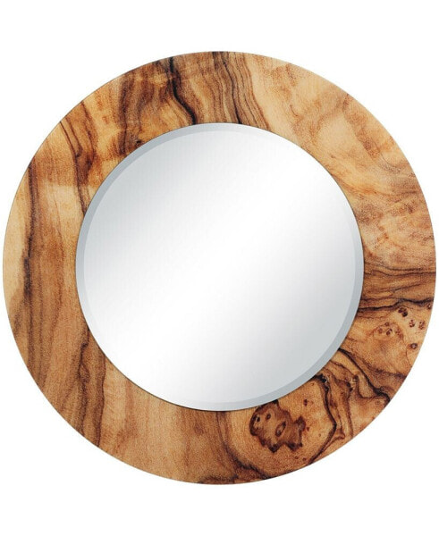 Forest Round Beveled Wall Mirror on Free Floating Reverse Printed Tempered Art Glass, 36" x 36" x 0.4"