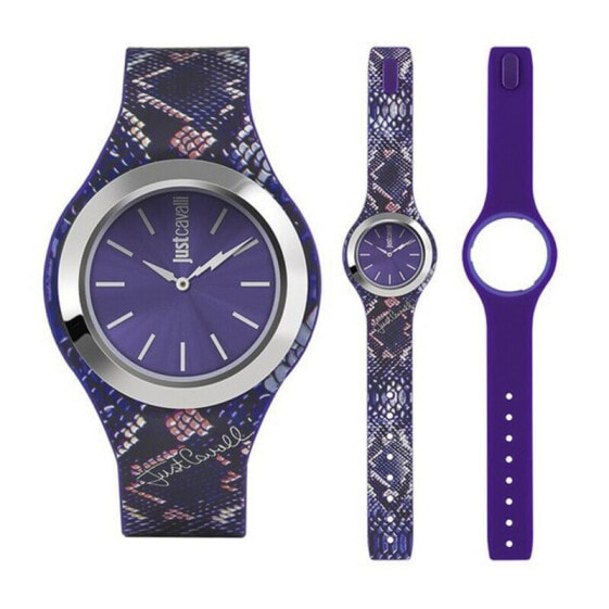 Женские наручные часы с синим силиконовым ремешком Just Cavalli JCW1L019P03 ( 33 mm)