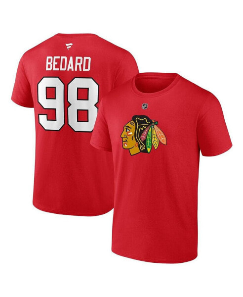 Men's Connor Bedard Red Chicago Blackhawks 2023 NHL Draft Authentic Stack Player Name and Number T-shirt