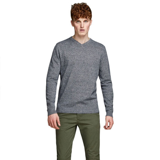 JACK & JONES Basic Knit V-Neck Twisted With Jet Stream Sweater