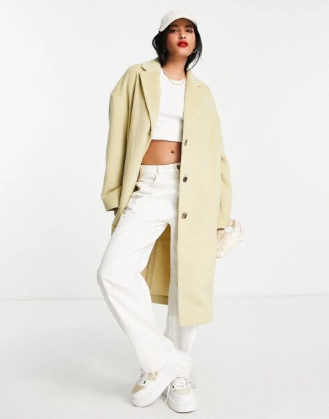 Topshop smart long coat in light green