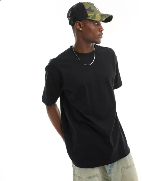 Cotton On box fit plain t-shirt in black