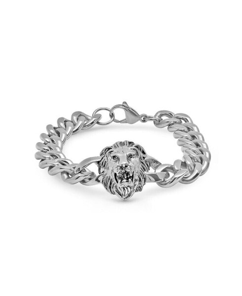 Men's Stainless Steel Lion Head Chain Link Bracelet