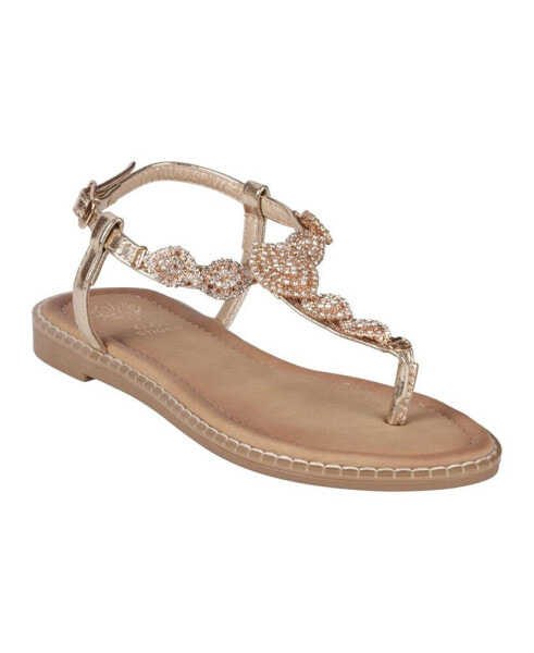 Women's Cali Embellished T Strap Flat Sandals