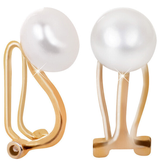Gold-plated clip earrings with right pearl JL0399