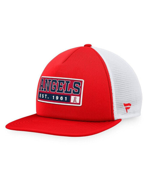 Men's Red, White Los Angeles Angels Foam Trucker Snapback Hat