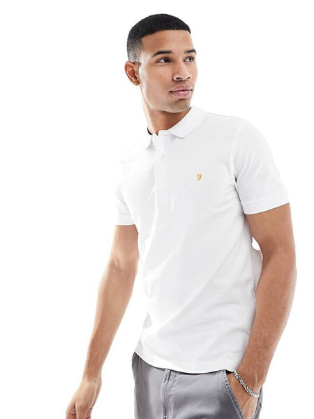 Farah Blanes short sleeve polo shirt in white