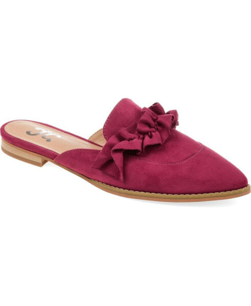 Women's Kessie Ruffle Pointed Toe Slip On Mules