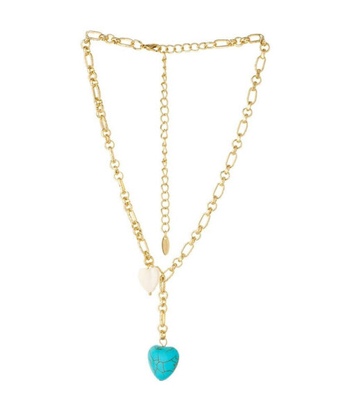 18K Gold Plated Synthetic Turquoise Heart Necklace