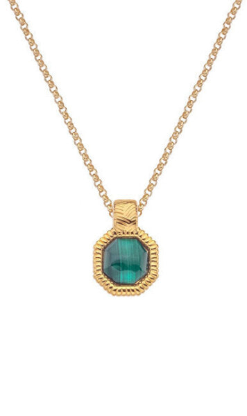 Jacquard Hope DP845 gold-plated necklace with diamond and malachite (chain, pendant)