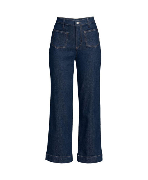 Women's Denim High Rise Patch Pocket Crop Jeans