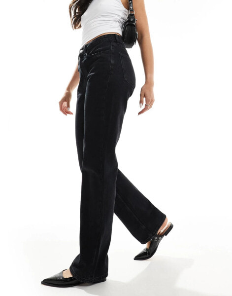 Mango straight leg jeans in black