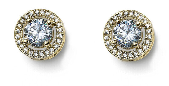 Shiny gold-plated earrings with cubic zirconia Sunshine 62132G