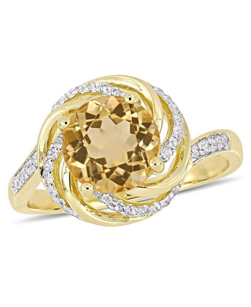 Citrine (1-4/5 ct. t.w.), White Topaz (1/7 ct. t.w.) and Diamond Accent Swirl Ring in 18k Yellow Gold Over Sterling Silver